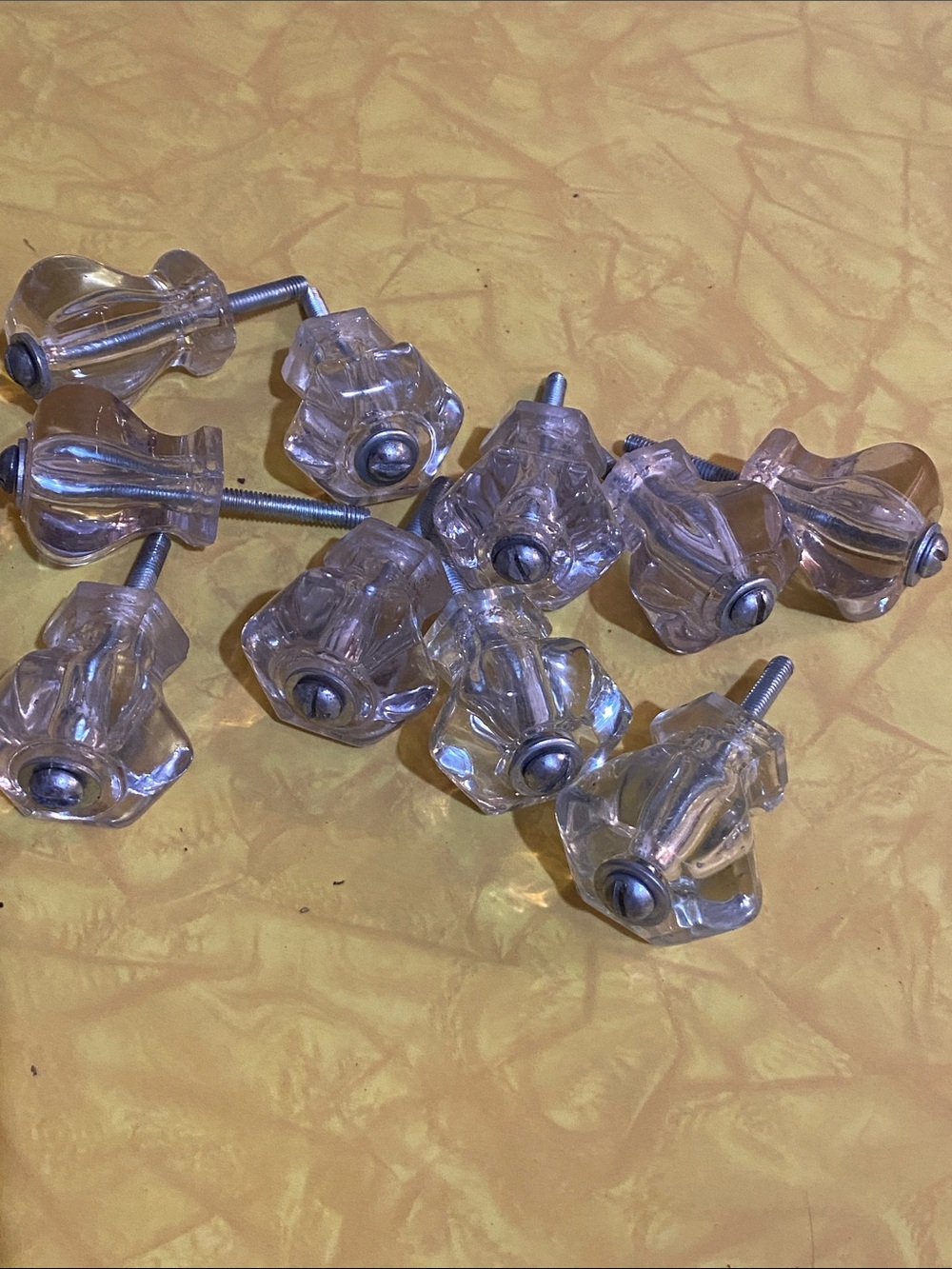 Vintage Clear Glass Floral Drawer Pulls
